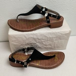 Sam Edelman Jude 9M Black Thong Sandals Slingback Chunky Heel